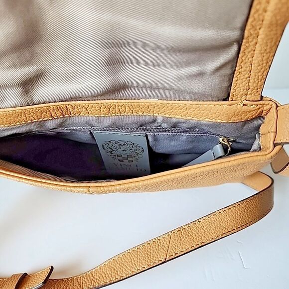 Vince Camuto Hilry Leather Crossbody Toffee Handbag Fold Over Snap Magnetic - Picture 11 of 15